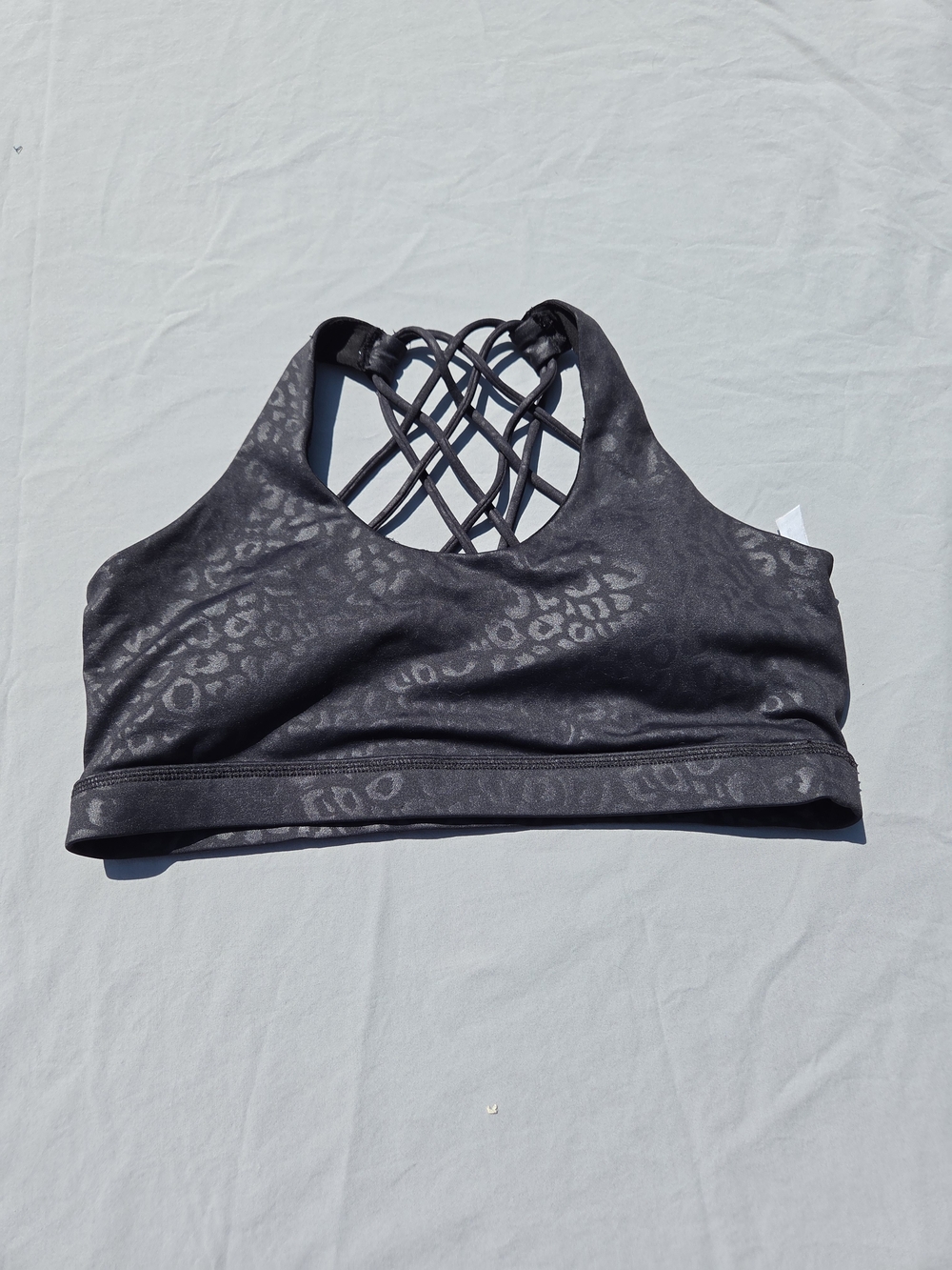 Constantly Varied Gear Black Leopard Butterfly Back Sports Bra L GUC